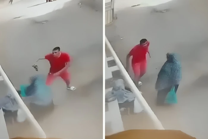فيديو يكشف قيام مواطن مصري بضرب امرأة مسنة بالشبشب على وجهها
