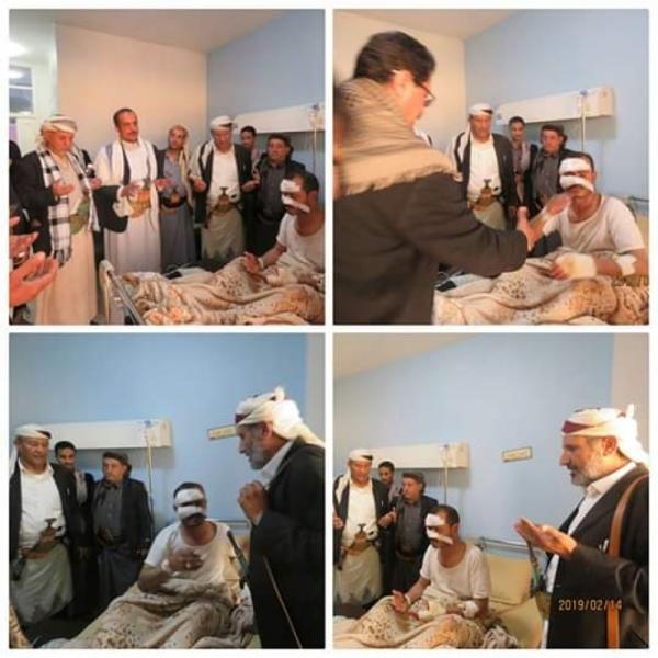 أول ظهور لمدير أمن عمران التابع للحوثي بعد اصابته (صورة)