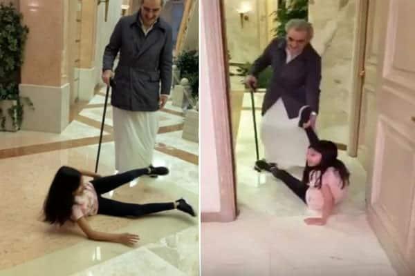 شاهد بالفيديو: الوليد بن طلال يقوم بسحب حفيدته على الأرض
