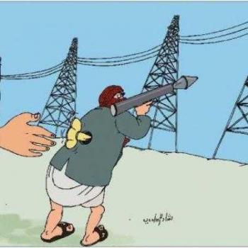 كاريكاتير رائع للسامعي حول ضرب ابراج الكهرباء