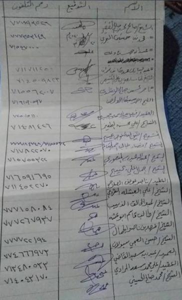 قبائل مراد تهدد بالانسحاب من الجبهات امام الحوثيين (وثيقة)