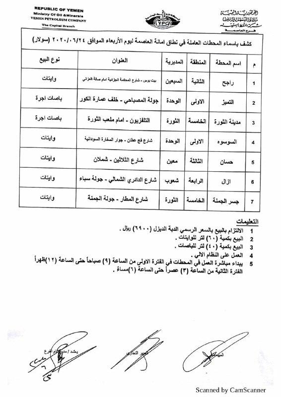 بامانة العاصمة كلها.. 6 محطات بترول و7 ديزل ل.. كشوفات بـ أسماء المحطات العاملة ليوم غدٍ الاربعاء 24 يونيو 2020