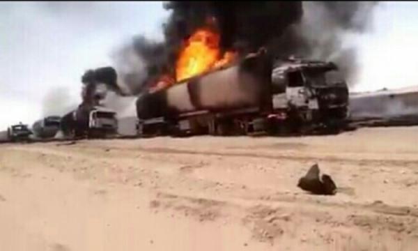 إحراق 7 ناقلات بترول في معارك طاحنة بمأرب
