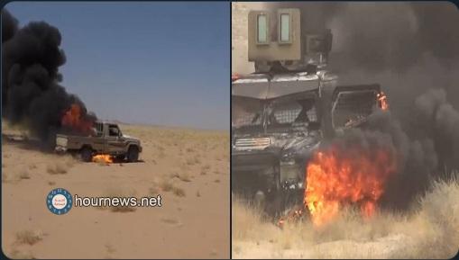 شاهد بالصور احتراق المدرعات والاطقم في الجوف