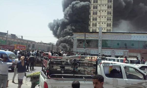 مصلحة الدفاع المدني بأمانة العاصمة تكشف تفاصيل الحريق الكبير اليوم بشارع بينون