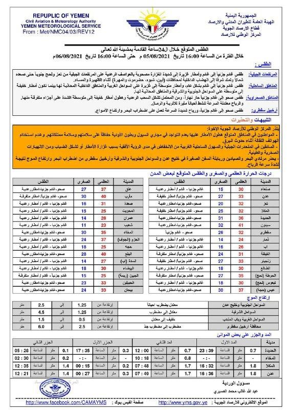 الأرصاد يحذر من أمطار غزيرة إلى شديدة الغزارة