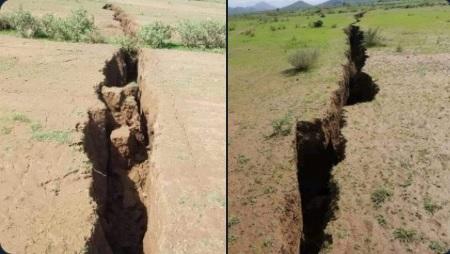 بروز تصدع أرضي في قاع جهران بمحافظة ذمار (صورة)