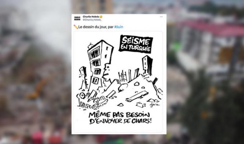صحيفة فرنسية تنشر كاركاتير ساخر من زلزال تركيا