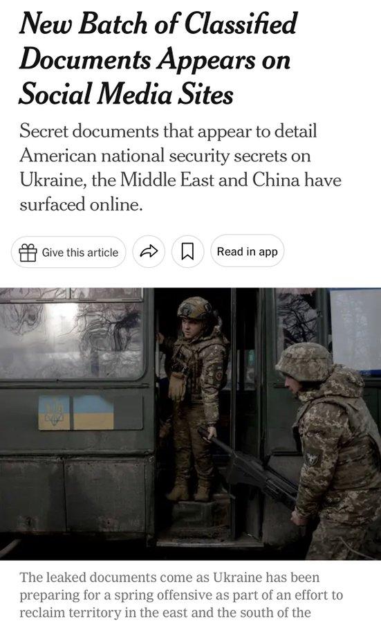 تفاصيل التسريب الكبير للوثائق الأمريكية وحلفائها وخططهم في أوكرانيا
