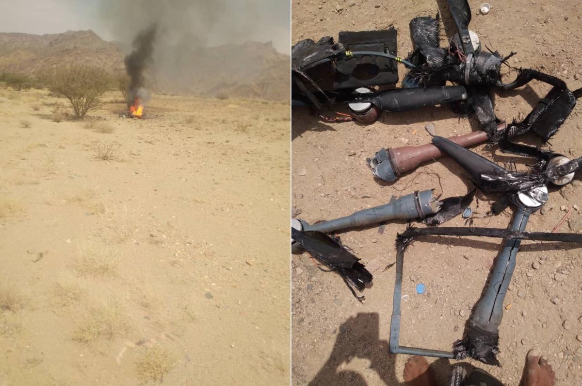 صور تظهر إسقاط طائرة مسيرة للحوثيين في مأرب
