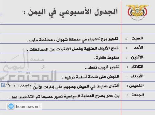 كاركاتير: الجدول الأسبوعي للأحداث في اليمن