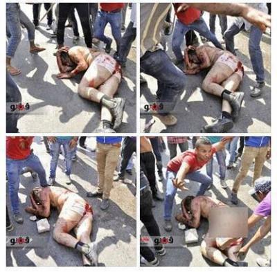 فيديو: تقطيع شاب من الأخوان بالسكاكين في مصر، واحدى المتظاهرات السلمية تقول اقتلوه بالرصاص بدل السكاكين