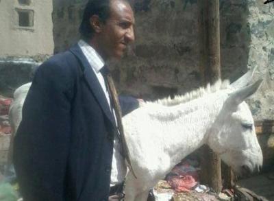 شاعر يمني ينشر صورة تجمعه مع "حمار" ويصفه بـ "الأكثر انسانية"