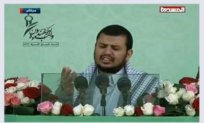 من خلف الحواجز : عبدالملك الحوثي يشيد ببطولات حزب الله اللبناني وقناة المسيرة تضفي علية صفه نبوية جديدة