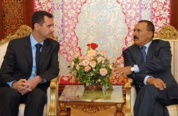 الرئيس على عبد الله صالح يصف انتفاضة الشعب اليمني والسوري مؤامرة خارجية خلال اتصاله بالرئيس السوري بشار الأسد
