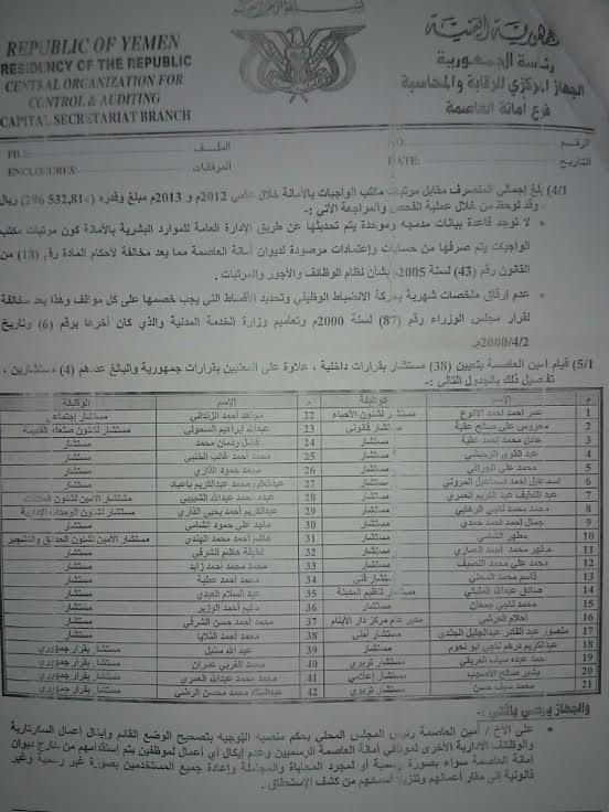 42 مستشارا والعاصمة بأسوأ حال ورئاسة الجهاز الرقابي يصف هلال بالمحابي والمجامل بالمال العام 