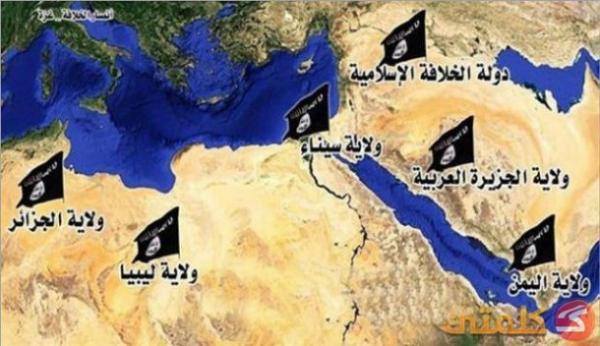 «داعش» ينشر خريطة جديدة تضم السعودية وليبيا والجزائر واليمن
