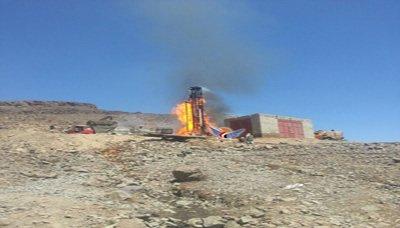  نشوب النيران في بئر مياه بخولان بشكل مفاجئ إثناء عملية الحفر