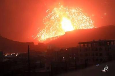 عاصفة الحزم تقصف فجر اليوم صالة المغادرة بمطار صنعاء ومعسكر بأرحب