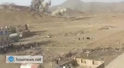  شاهد بالفيديو : لحظة قصف معسكر الحفا في الخفجي بضواحي صنعاء عصر اليوم الجمعة