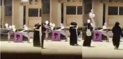 فيديو: شاب سعودي يحضن زوجته أمام كليتها احتفالا بتخرجها