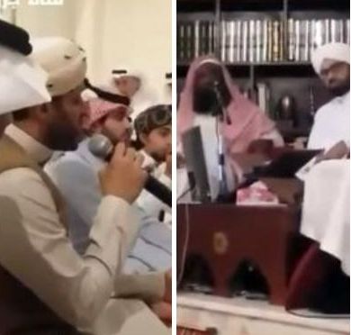 شاهد بالفيديو.. الشيخ الكلباني في جلسة إنشاد صوفية برفقة عبدالله فدعق