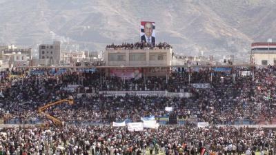 في مهرجان كرنفالي شعبي لمرشح الانتخابات الرئاسية التوافقية في إب محافظ المحافضة بعد أن رأى حماس الجماهير... : «نريد أن يكون هذا الحماس متجها إلى صناديق الاقتراع في 21من فبراير » 