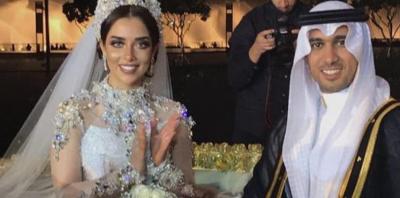 فيديو: سقوط قطعة من فستان عرس بلقيس المرصَّع بالألماس ليلة زفافها