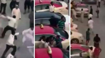 فيديو: مضاربة عنيفة بين سائقي سيارات الأجرة في دبي