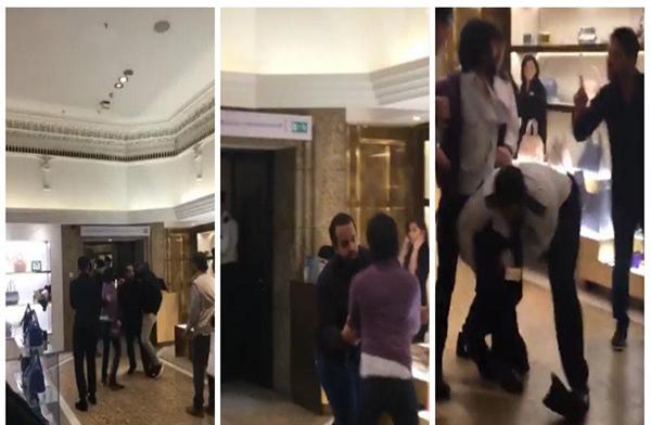 بالفيديو: مضاربة عنيفة بين خليجيين في مركز تجاري بلندن.. والشرطة تلتف حول أحدهم وتسحبه!
