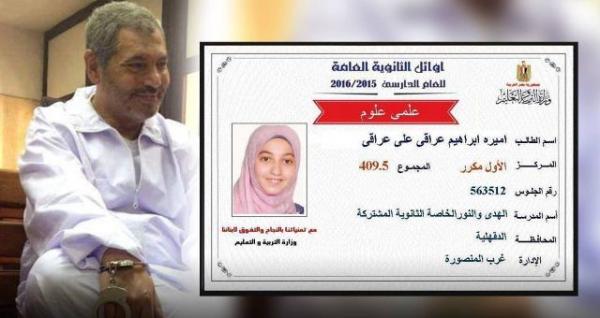 رغم حرب السيسي عليهم: ابنة سجين “إخواني” الأولى على الجمهورية في الثانوية العامة