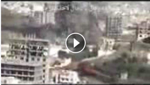 شاهدوا بالفيديو لحظة قصف طيران التحالف لصالة العزاء لبيت الرويشان في صنعاء -اليمن 
