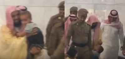 بالفيديو: شاهد لقطات رائعة اثناء اصرار طفل على مصافحة إمام الحرم المكي وسط حراسة أفراد الأمن