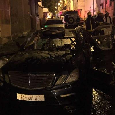 شاهد بالصور إنفجار سيارة في السعودية وسقوط إصابات