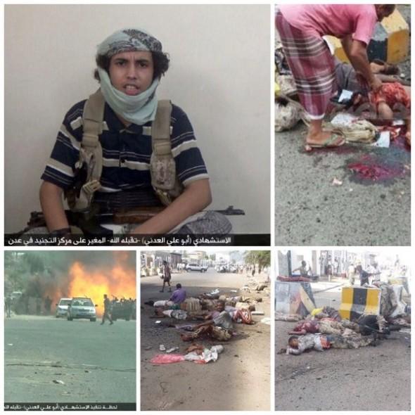 شاهد بالصورة الشاب العدني الذي فجر نفسه وسط تجمع للجنود في عدن واخرى للحظة التفجير