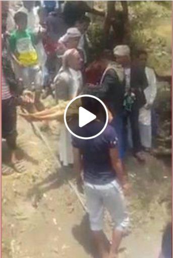 شاهد بالفيديو جريمة بشعه اب يخنق ابنه حتى الموت في حزم العدين محافظة إب-اليمن