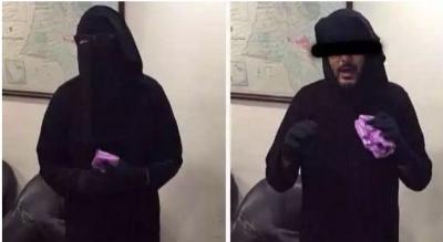 شاهد بالفيديو رجل تخفّى بملابس امرأة ليُقابِل حبيبته بالسعودية  وهكذا ضبطوه