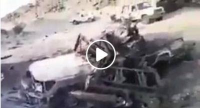 اليمن : شاهد بالفيديو الاضرار الكبيرة التي لحقت بالمقاومة الشعبية في البقع صعدة من قصف طيران التحالف 