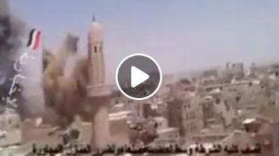 شاهدوا بالفيديو تصوير واضح وقريب ومرعب اثناء قصف كلية الشرطة من طائرات التحالف السعودي