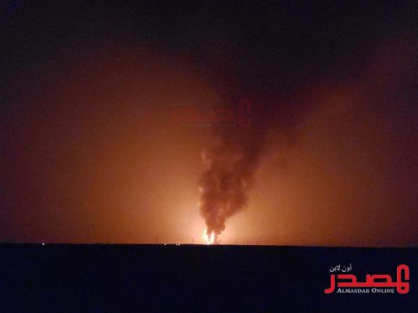 حريق كبير يلتهم مقطورات غاز في منطقة العرقين شمالي مارب 