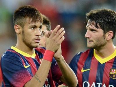 نيمار في أول ظهور له مع فريق برشلونه